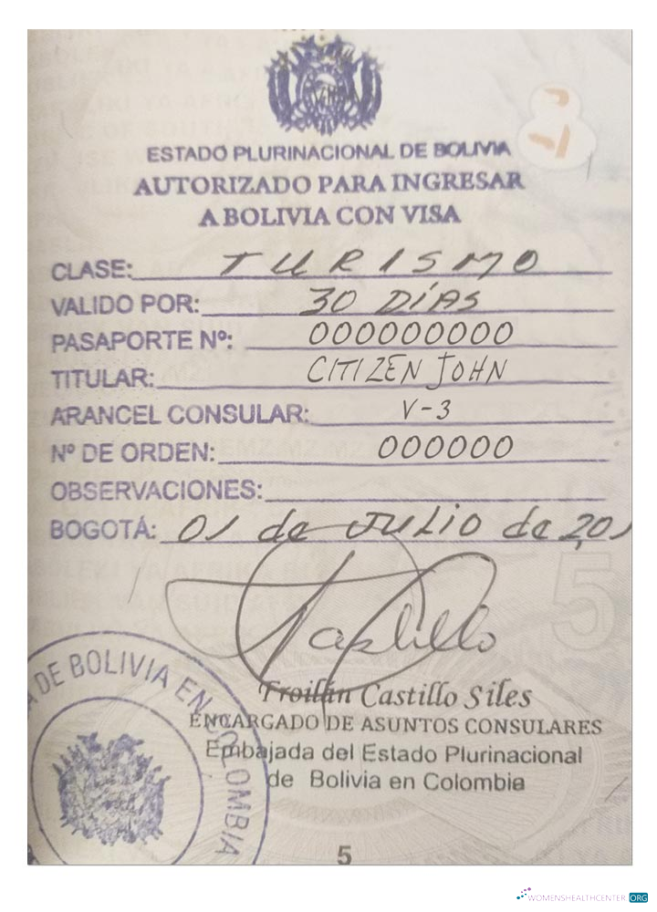 Download BOLIVIA visa (stamp version) Photoshop template